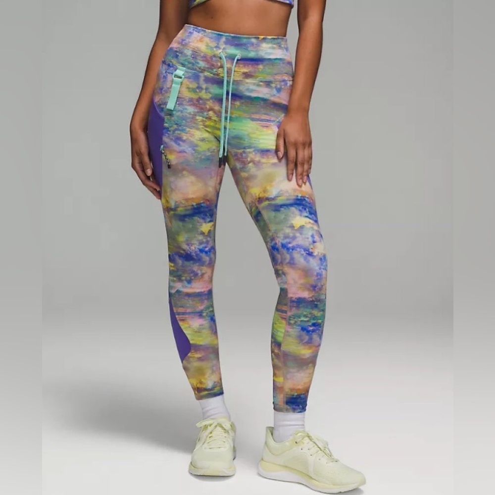 Lululemon Cargo SHR Hiking Tight 25” Purple Green Grey High‎ Rise